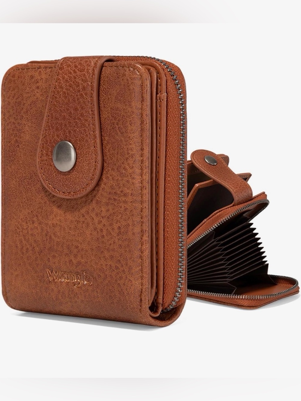 Wrangler Brown Zip-Around Leather Card Wallet